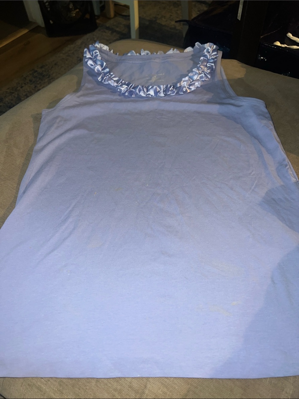 Christopher & Banks Lavender Ruffle Neck Sleeveless Tank
